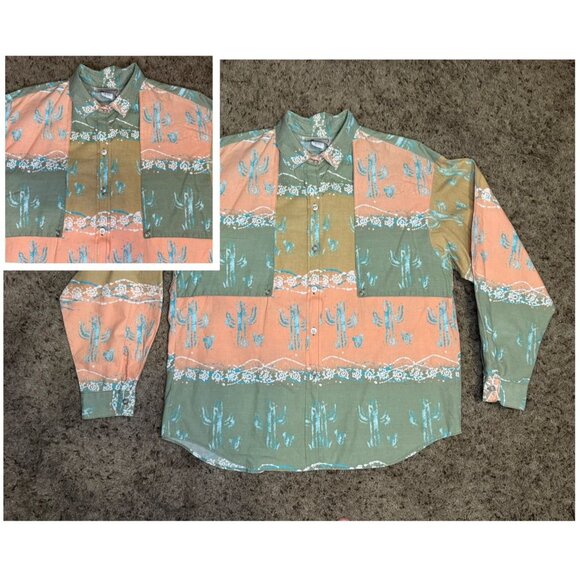 Vintage RAFTER JX Button Shirt Southwestern Aztec Print Rodeo Western Native L - Picture 1 of 10